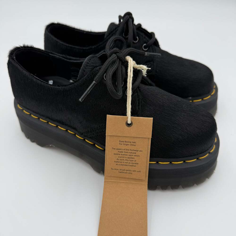 Dr. Martens 1461 Quad Platform Derby Black Hair-On
